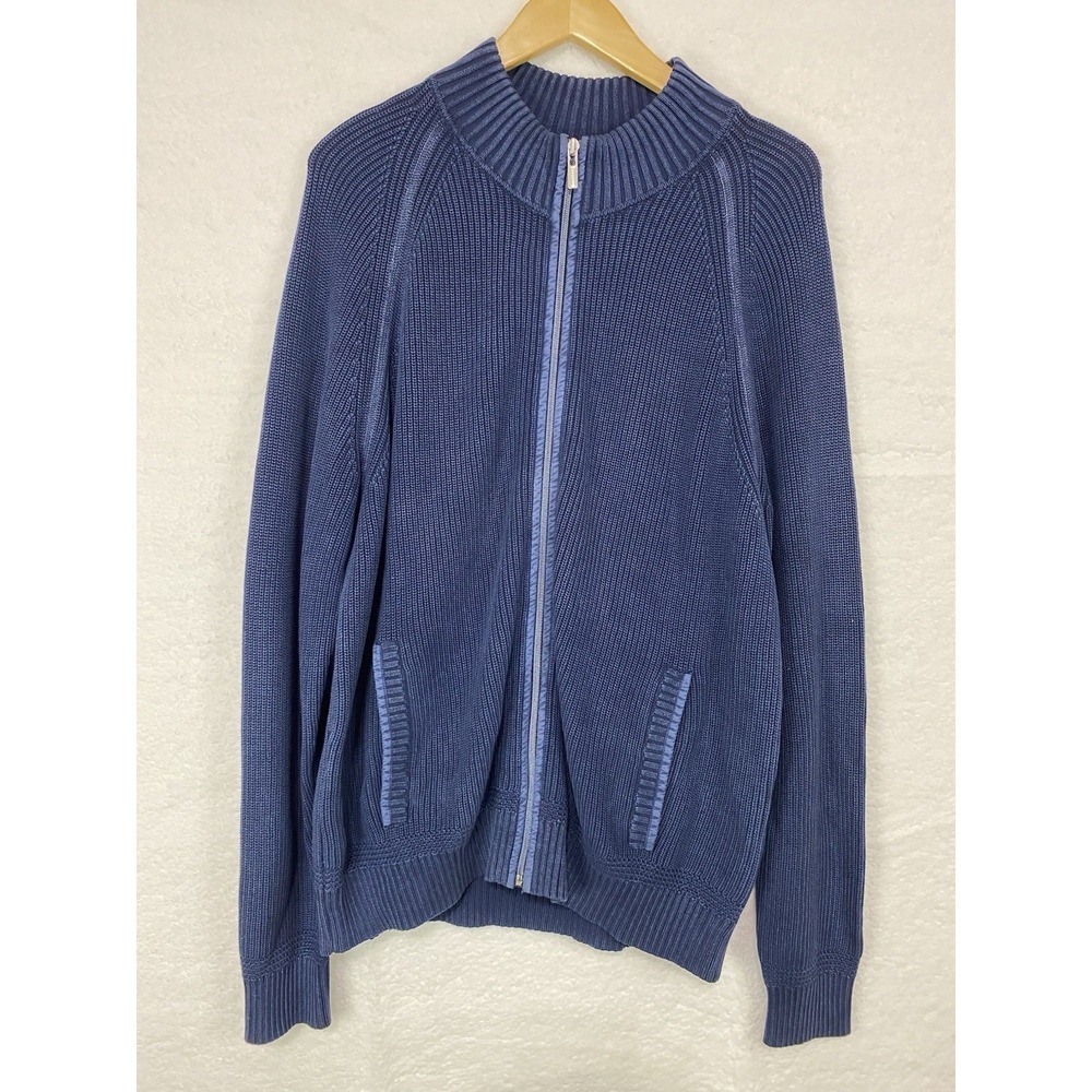 Tommy Bahama Knit Jacket Men XL Blue Full Zip Jacket